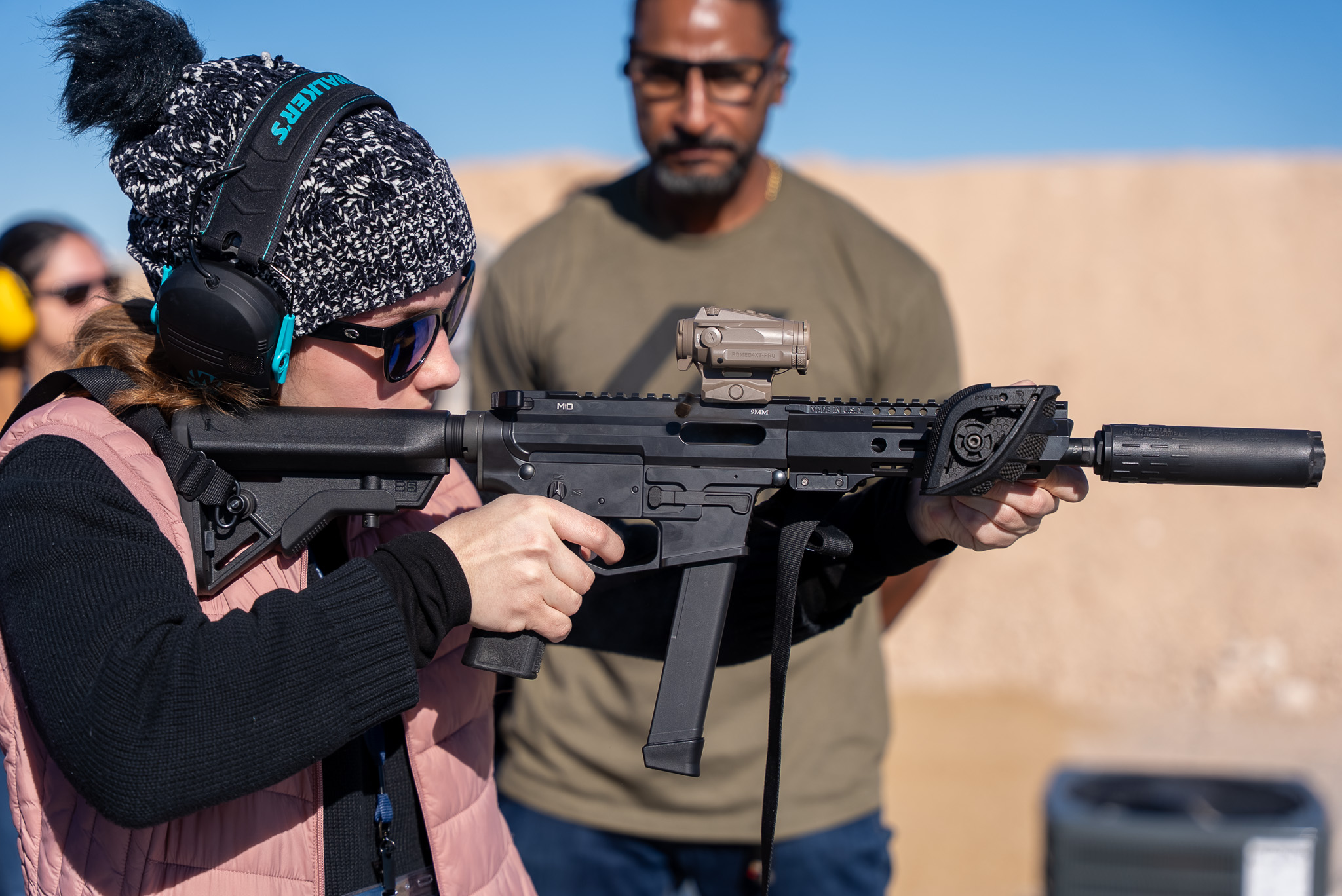 Competitor moving through stage with rifle
